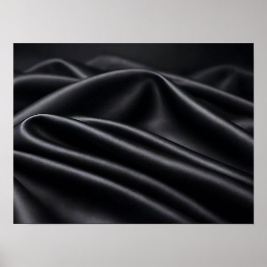 Poster Tissu Satin Noir Texture de Pli Fluide (Devant)