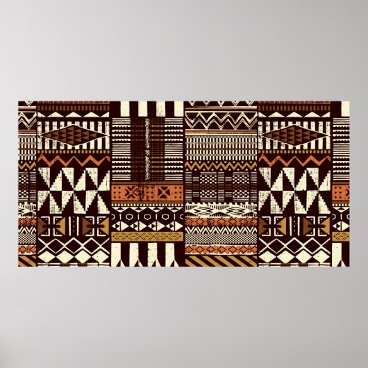 Poster Tissu tribal africain patchwork abstrait vin (Devant)