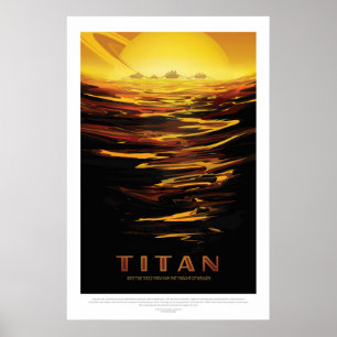 Poster Titan Moon de Saturn annonce de vacances espace to