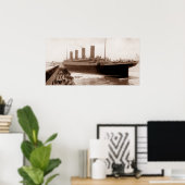 Poster Titanic quittant le quai 44 à Southampton en Angle (Bureau à domicile)