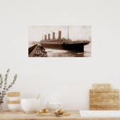Poster Titanic quittant le quai 44 à Southampton en Angle (Cuisine)