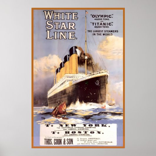 Poster Titanic White Star Line The Largest Steamers in (Devant)