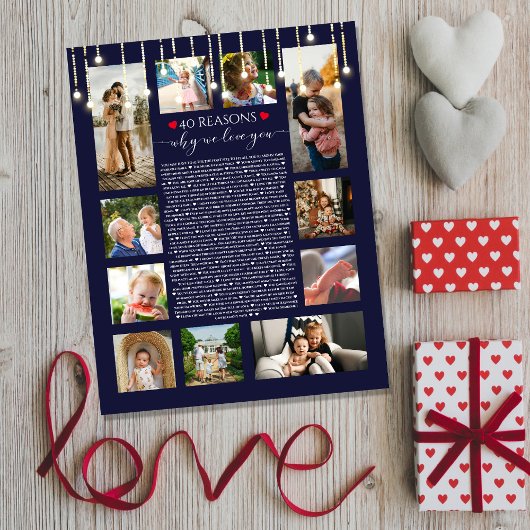 Poster Titre : 40 Raisons pour lesquelles je t'aime Chalk