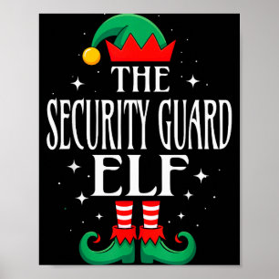 Poster Titre de garde de sécurité Elf drôle de Noël Corre