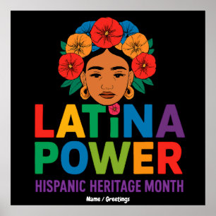 Poster Titre : Femmes Latina Power Flowers Mois hispaniqu