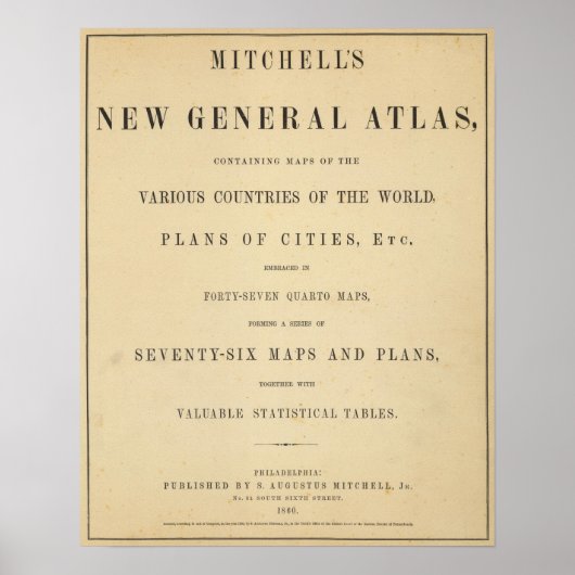 Poster Titre Page Le nouvel atlas général de Mitchell (Devant)