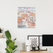 Poster Tlatelolco et la lagune (Bureau à domicile)