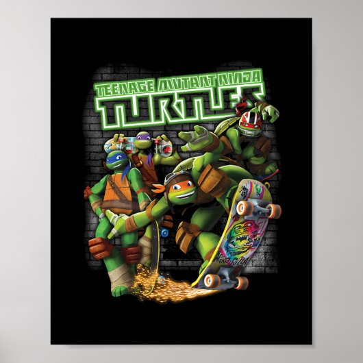 Poster Tmnt Ninjas Planche à roulettes Néon (Devant)