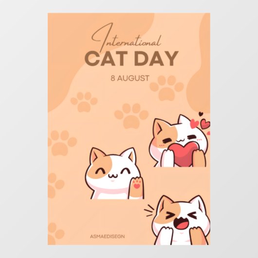 poster to celebrate international cat day raamsticker (Vel)