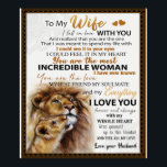 Poster To My Wife Lion Gift, Love Wife Birthday Gift Idea<br><div class="desc">To My Wife Lion Gift,  Love Wife Birthday Gift Idea</div>