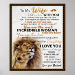 Poster To My Wife Lion Gift, Love Wife Birthday Gift Idea<br><div class="desc">To My Wife Lion Gift,  Love Wife Birthday Gift Idea</div>