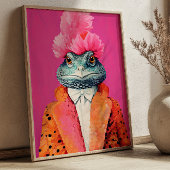 Poster Toad en costumes funky animal Mode Art rose