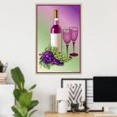 Poster Toast de vin et de raisins (Bureau à domicile)