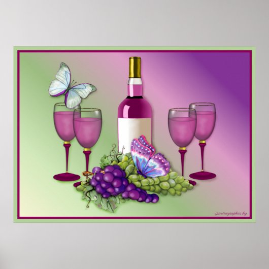 Poster Toast de vin et de raisins 2 (Devant)