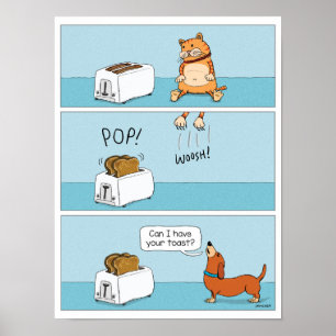 Poster Toast Feuille de chat Startled pour chien