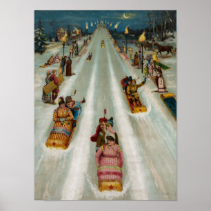 Poster Toboggans une nuit d'hiver