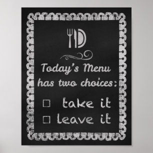 Poster Today's Menu kitchen chalkboard art prints chalk