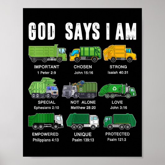 Poster Toddler Boy God Says I Am Garbage Truck Jesus Brot (Devant)