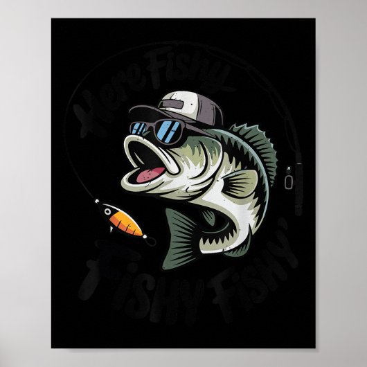 Poster Toddler Boy Here-fishy Funny Fishing Buddy B Fishe (Devant)