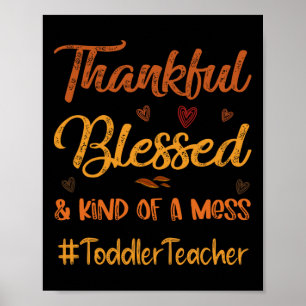Poster Toddler Enseignant Merci Bienheureux Thanksgiving