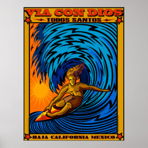 POSTER TODOS SANTOS SURFANT BAJA MEXIQUE