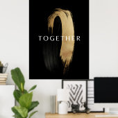 Poster TOGETHER Gold Abstract Brushstroke Art for Couples (Bureau à domicile)
