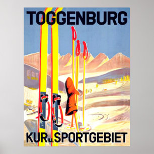 Poster Toggenburg, ski dans la neige, Suisse