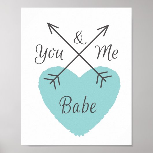 Poster Toi et moi bébé - Cœur bleu (Devant)