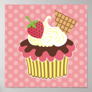 Poster Toile à fraise et crème écaillée