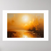 Poster Toile abstraite paysage Coucher de soleil doré (Devant)