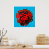 Poster Toile Abstraite Rose Vermillion - Rouge gras (Cuisine)