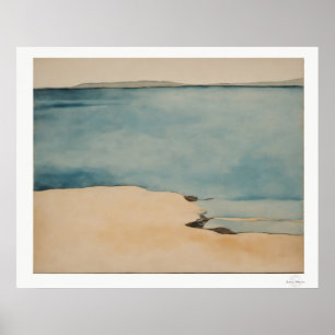 Poster Toile aquarelle de plage de sable, rivage calme