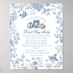 Poster Toile Bleu Citrouille Français Chute Ne Dire Bébé