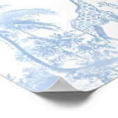 Poster TOILE Bleu Safari animal bébé garçon douche (Coin)