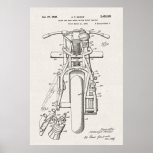 Poster Toile Brevet de motocycles