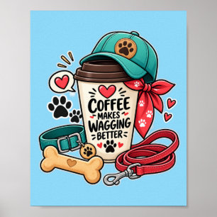 Poster Toile Cute Dog Mom Café Rend Les Queue Qui Remuent