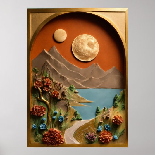 Poster "Toile d'argile : Magie lune dans les Alpes suisse (Devant)