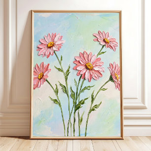 Poster Toile d'art abstrait minimaliste rose Daisy