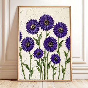 Poster Toile d'art minimaliste Violet Gerbera Daisy Pr