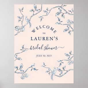 Poster Toile de France Bleu & Pink Douche nuptiale Bienve
