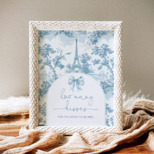 Poster Toile de jouy Bow combien de baisers douche nuptia