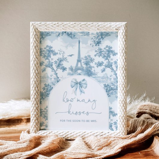 Poster Toile de jouy Bow combien de baisers douche nuptia