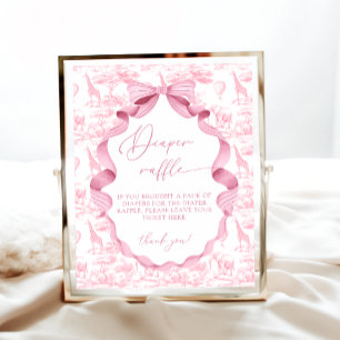 Poster Toile de Jouy Pink Safari Animaux Déchets Raffle