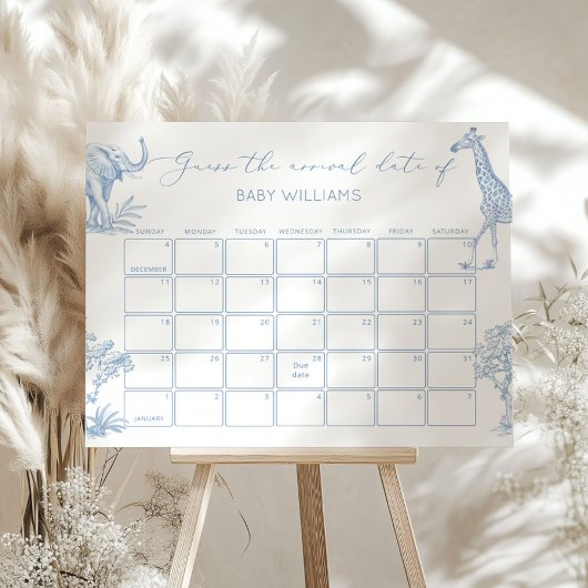 Poster Toile de Jouy Safari Devine le calendrier de la da