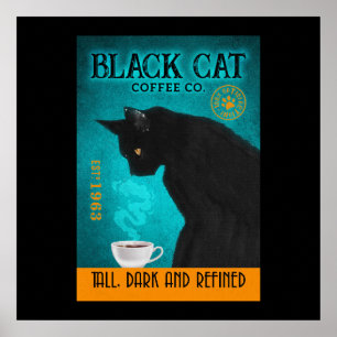 Poster Toile de la société de café en chat noir