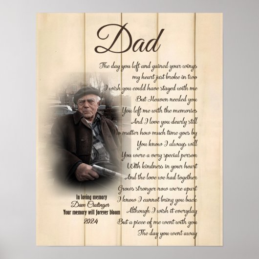 Poster Toile de photo mémorial personnalisée pour perte d (Devant)