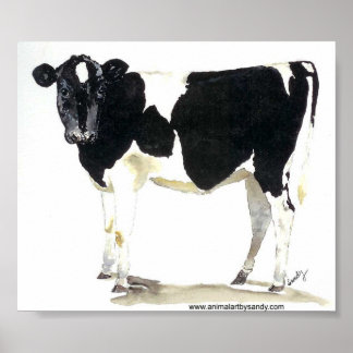 Poster toile de vache noire et blanche