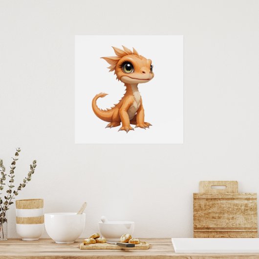 Poster Toile Dinosaure Bébé - Salle Enfants (Cuisine)