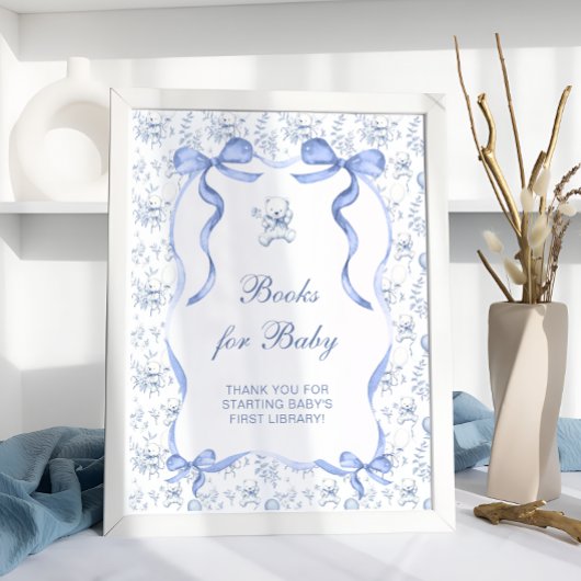 Poster Toile Floral Teddy Bear Livres pour bébé