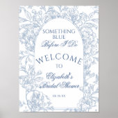 Poster Toile Florale bleu vintage Dusty (Devant)